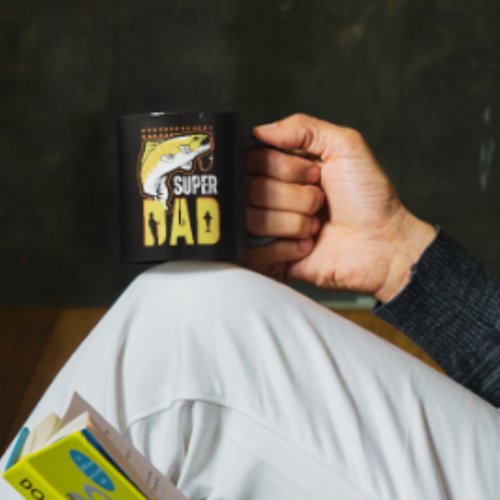 Super Dad Modern Yellow Fish Fishermen Dad Mug