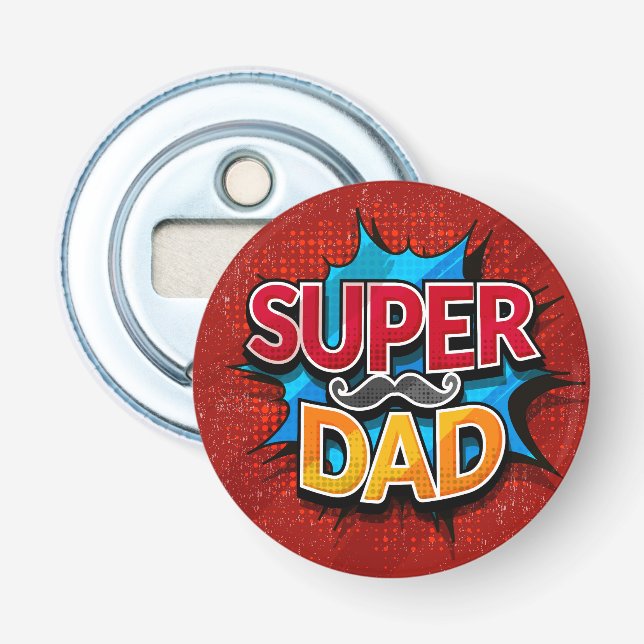 Super Dad Mustache Modern Grunge Bottle Opener (Front)