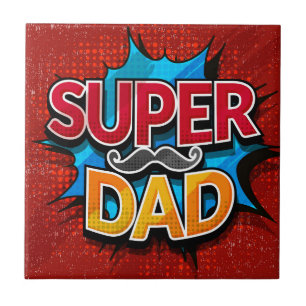 Super Dad Mustache Modern Grunge Ceramic Tile