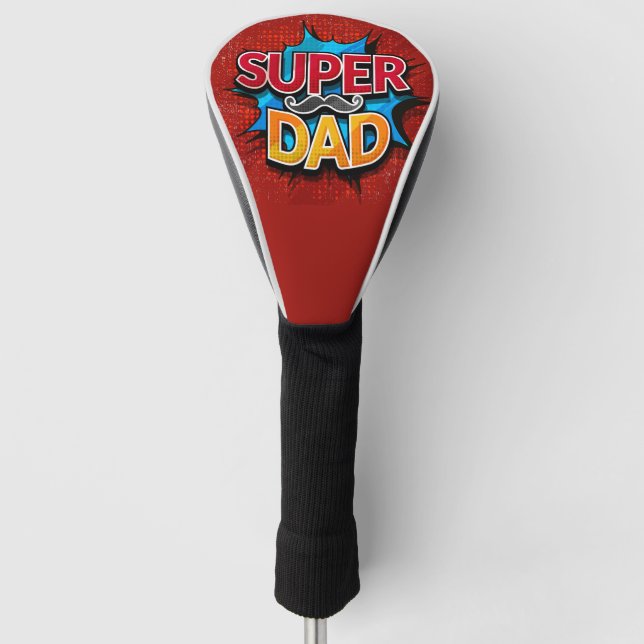 Super Dad Mustache Modern Grunge Golf Head Cover (Front)