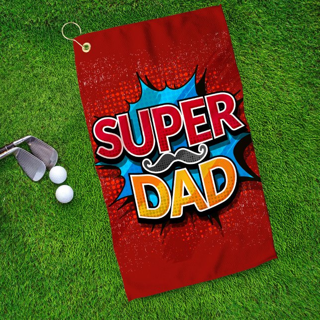 Super Dad Mustache Modern Grunge Golf Towel (Creator Uploaded)