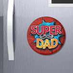 Super Dad Mustache Modern Grunge Magnet<br><div class="desc">Super Dad Mustache Modern Grunge Magnets features the text "Super Dad" in modern red and yellow typography on a blue and red grunge background accented with a mustache. Gifts for Dad for birthday,  Father's Day,  Christmas,  holidays and more. Created by Evco Studio www.zazzle.com/store/evcostudio</div>