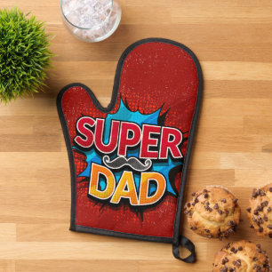 Super Dad Mustache Modern Grunge Oven Mitt