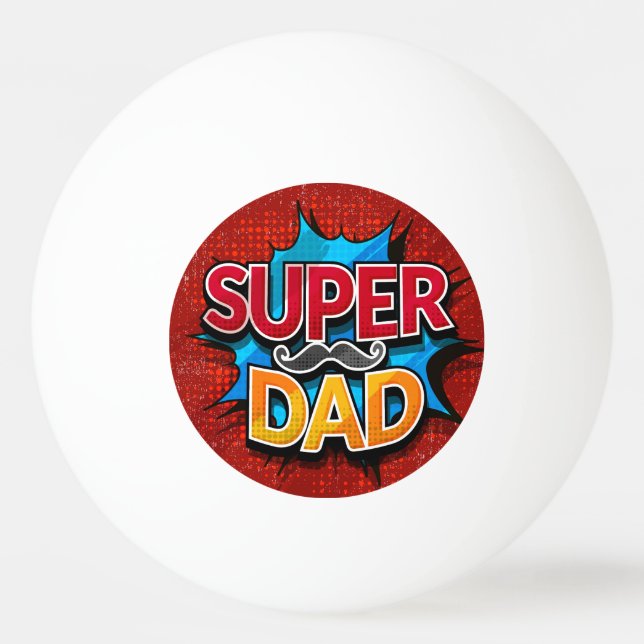 Super Dad Mustache Modern Grunge Ping Pong Ball (Front)