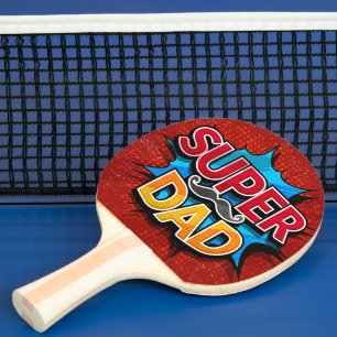 Super Dad Mustache Modern Grunge Ping Pong Paddle