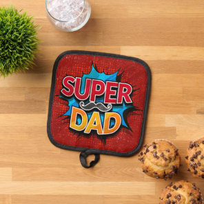Super Dad Mustache Modern Grunge Pot Holder
