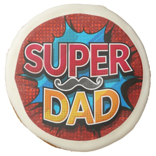 Super Dad Mustache Modern Grunge Sugar Cookie