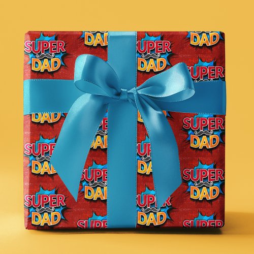 Super Dad Mustache Modern Grunge Wrapping Paper