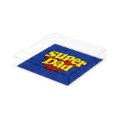 Super Dad Red Yellow Blue Father's Day Superhero Acrylic Tray (Angled)