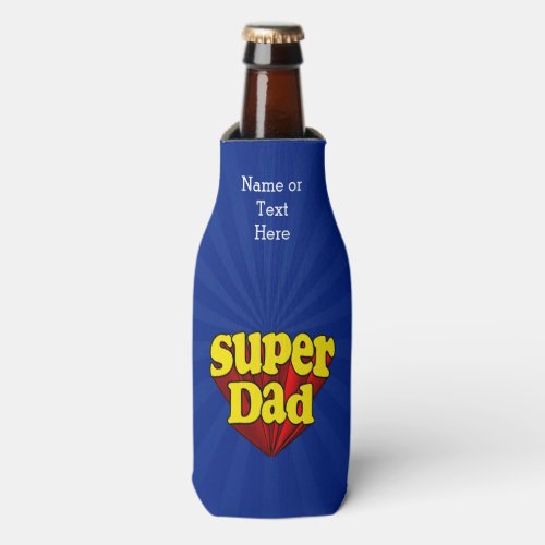 Super Dad Red Yellow Blue Fathers Day Superhero Bottle Cooler