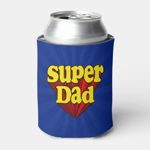 Super Dad Red Yellow Blue Fathers Day Superhero Can Cooler