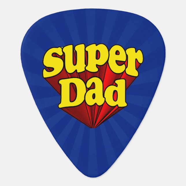 Super Dad Red Yellow Blue Father's Day Superhero Guitar Pick (Front)