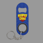Super Dad Red Yellow Blue Father's Day Superhero Keychain Bottle Opener