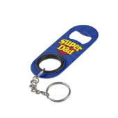 Super Dad Red Yellow Blue Father's Day Superhero Keychain Bottle Opener (Back Angled)