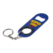 Super Dad Red Yellow Blue Father's Day Superhero Keychain Bottle Opener (Front Angled)