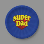 Super Dad Red Yellow Blue Father's Day Superhero Paper Plates