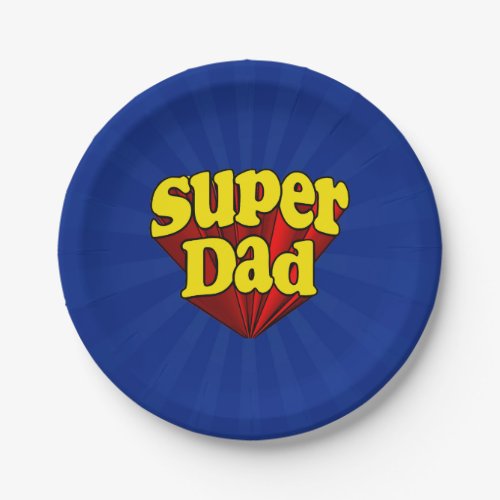Super Dad Red Yellow Blue Fathers Day Superhero Paper Plates