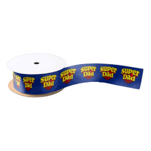 Super Dad Red Yellow Blue Father's Day Superhero Satin Ribbon