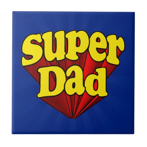 Super Dad Red Yellow Blue Fathers Day Superhero Tile