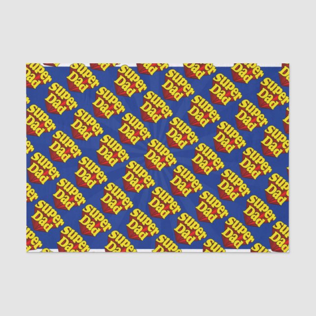 Super Dad Red Yellow Blue Father's Day Superhero Tissue Paper (Front)