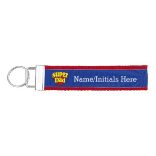 Super Dad Red Yellow Blue Father's Day Superhero Wrist Keychain