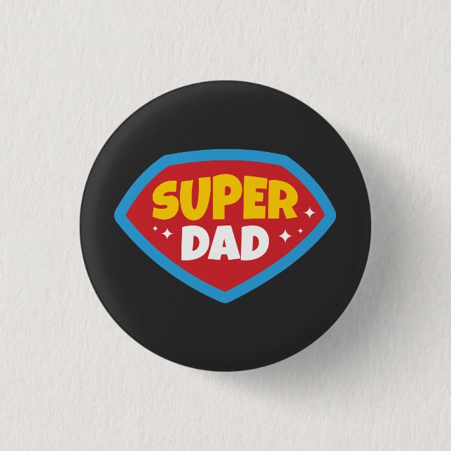 Super Dad Retro Superhero Badge Button (Front)