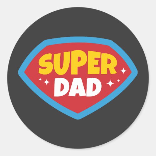 Super Dad Retro Superhero Badge Classic Round Sticker