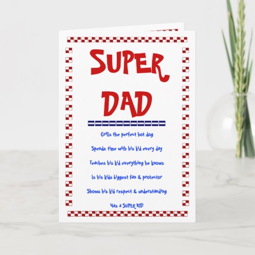 SUPER DAD SUPER KID CARD