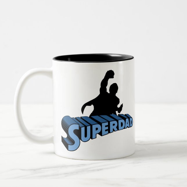 Super Dad. Super Papa. Super Dad Two-Tone Coffee Mug (Left)