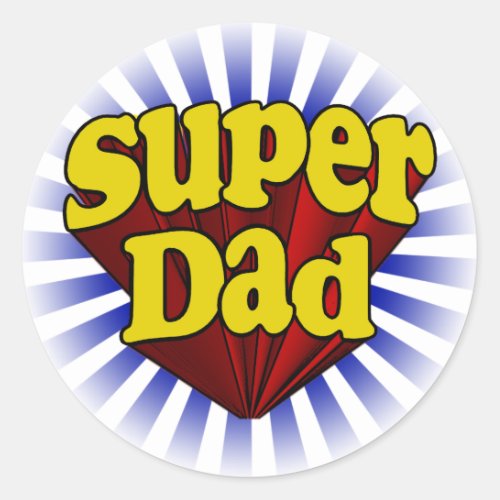 Super Dad Superhero RedYellowBlue Classic Round Sticker