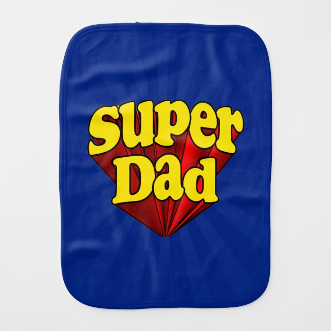 Super Dad, Superhero Red/Yellow/Blue Father's Day Burp Cloth (Front)