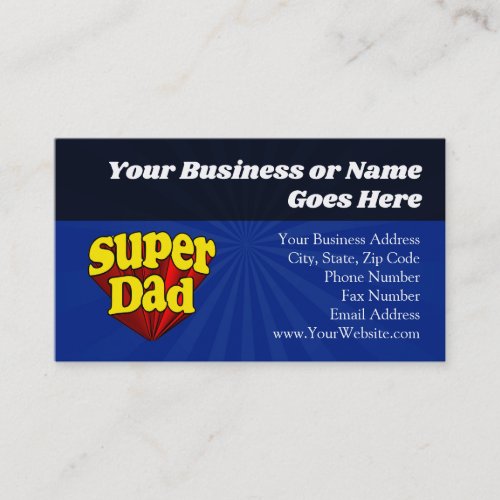 Super Dad Superhero RedYellowBlue Fathers Day Calling Card