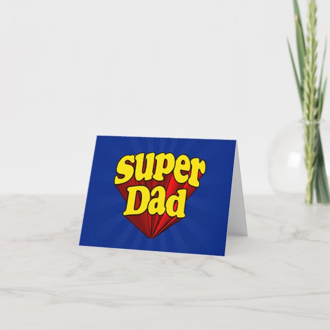 Super Dad, Superhero Red/Yellow/Blue Father's Day Card (Front)