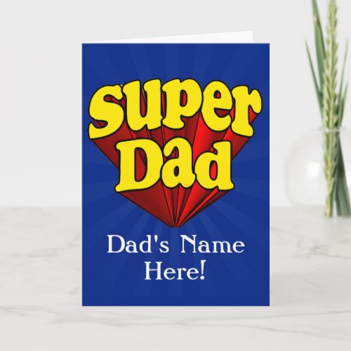Super Dad Superhero RedYellowBlue Fathers Day Card