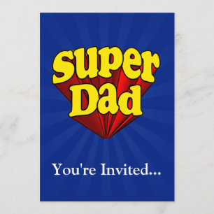 Super Dad, Superhero Red/Yellow/Blue Father's Day Invitation