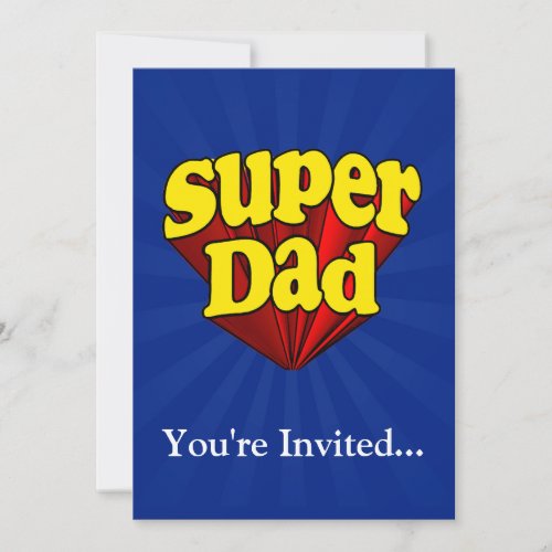 Super Dad Superhero RedYellowBlue Fathers Day Invitation