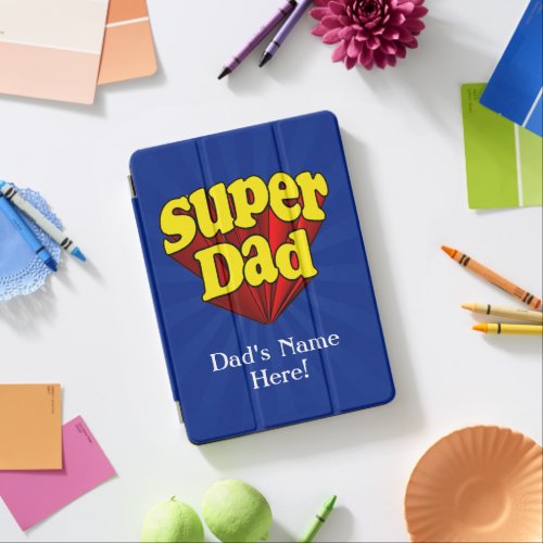 Super Dad Superhero RedYellowBlue Fathers Day iPad Air Cover