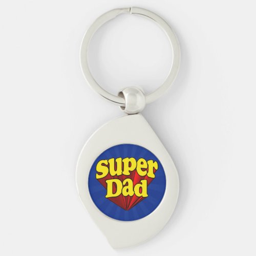 Super Dad Superhero RedYellowBlue Fathers Day Keychain