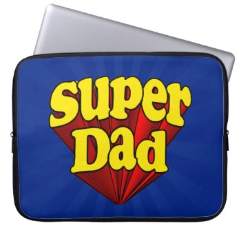 Super Dad  Superhero Red/yellow/blue Father's Day Laptop Sleeve by cutencomfy at Zazzle