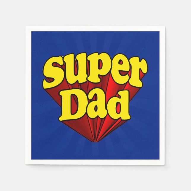 Super Dad, Superhero Red/Yellow/Blue Father's Day Napkins (Front)