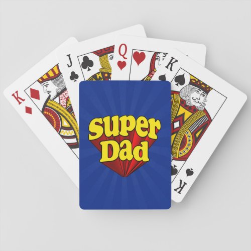 Super Dad Superhero RedYellowBlue Fathers Day Playing Cards