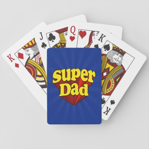 Super Dad Superhero RedYellowBlue Fathers Day Poker Cards