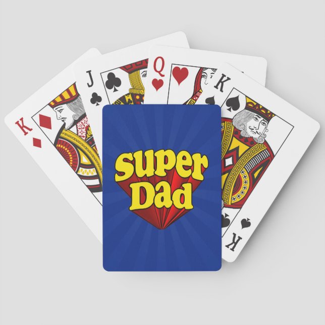 Super Dad, Superhero Red/Yellow/Blue Father's Day Poker Cards (Back)