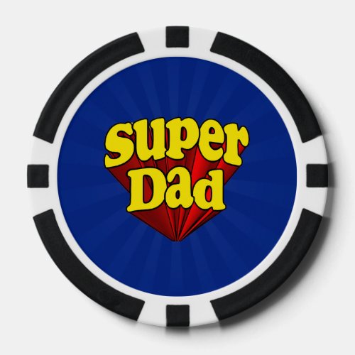 Super Dad Superhero RedYellowBlue Fathers Day Poker Chips