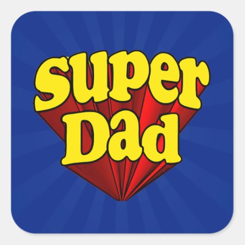 Super Dad Superhero RedYellowBlue Fathers Day Square Sticker