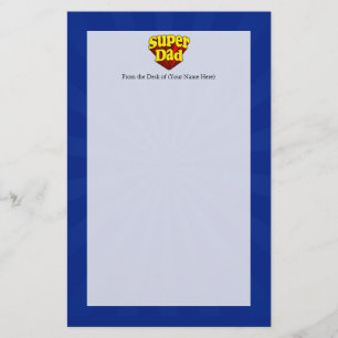 Super Dad, Superhero Red/Yellow/Blue Father's Day Stationery