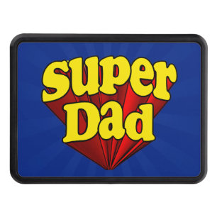 Super Dad, Superhero Red/Yellow/Blue Father's Day Trailer Hitch Cover