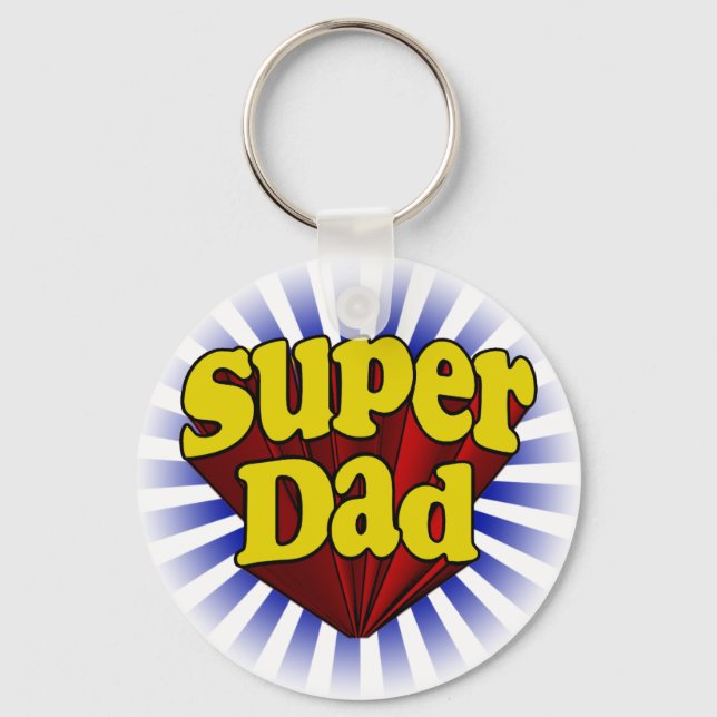 Super Dad, Superhero Red/Yellow/Blue Keychain (Front)