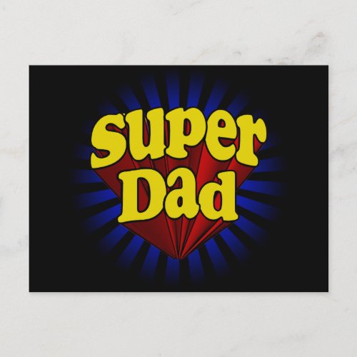 Super Dad Superhero RedYellowBlue Postcard