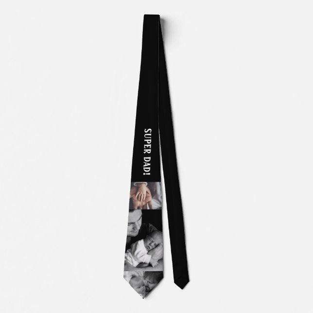 Super Dad Typography Custom Photo Fathers Day Neck Tie (Front)
